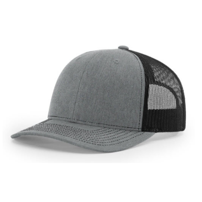 Youth Size Leather Patch Trucker Cap (Heather Grey/Black with Tan Leather Patch) Main Image